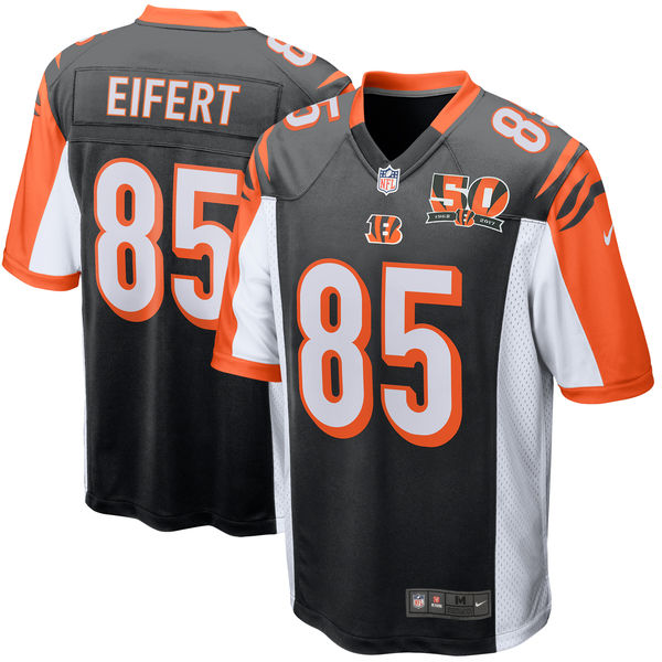 Men's Cincinnati Bengals Tyler Eifert Nike Black 50th Anniversary Patch Game Jersey