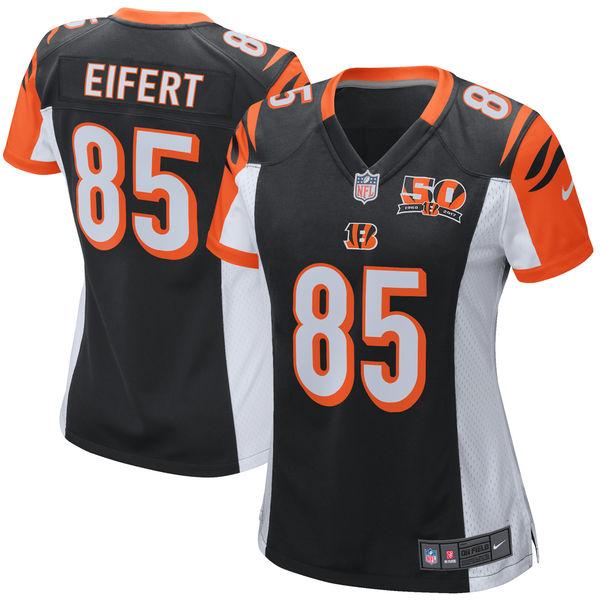 Women's Cincinnati Bengals Tyler Eifert Nike Black 50th Anniversary Patch Game Jersey