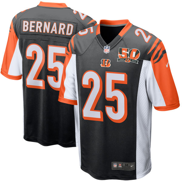 Men's Cincinnati Bengals Giovani Bernard Nike Black 50th Anniversary Patch Game Jersey