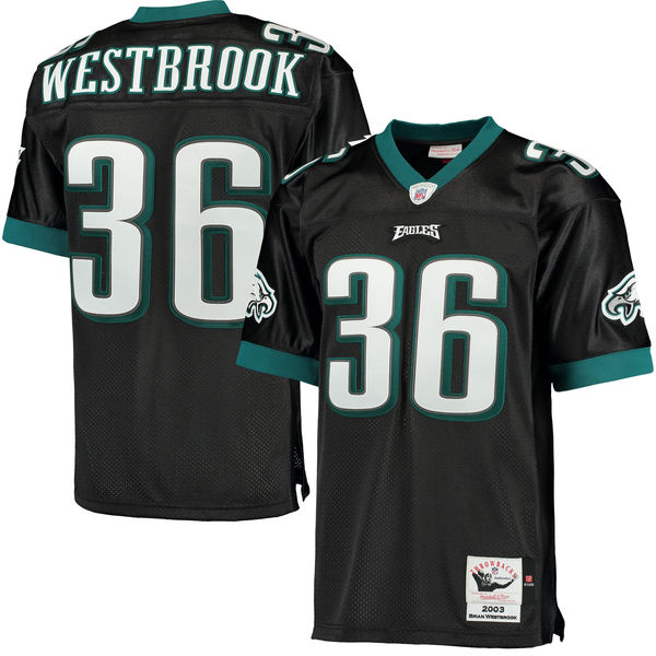 Men's Philadelphia Eagles Brian Westbrook Mitchell & Ness Black 2003 Throwback Authentic Jersey