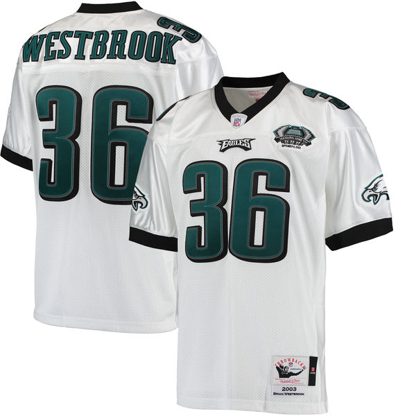 Men's Philadelphia Eagles Brian Westbrook Mitchell & Ness White 2003 Authentic Throwback Jersey