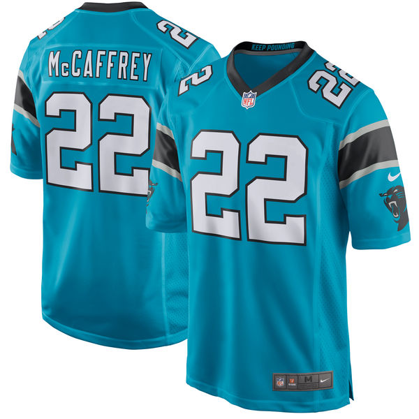 Men's Carolina Panthers Christian McCaffrey Nike Blue 2017 Draft Pick Game Jersey