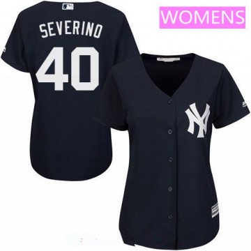 New York Yankees #40 Jersey Luis Severino Majestic Alternate Navy Blue Cool Base