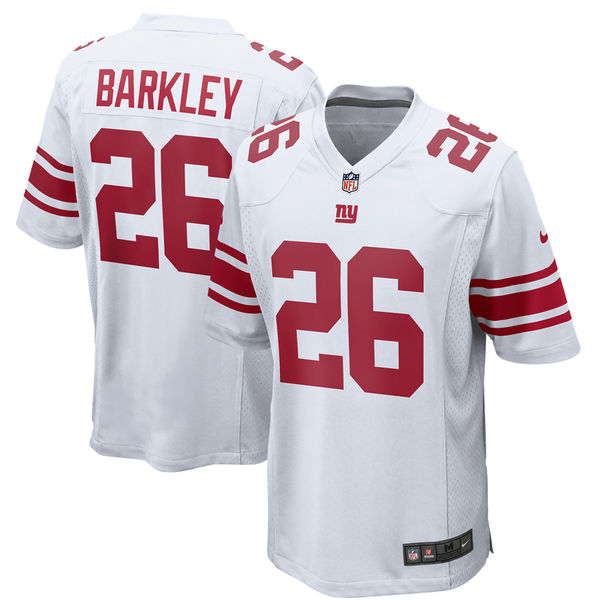 Men's New York Giants Saquon Barkley Nike White 2018 NFL Draft Pick Game Jersey