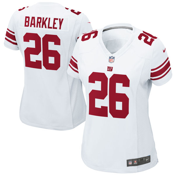 Women's New York Giants Saquon Barkley Nike White 2018 NFL Draft Pick Game Jersey