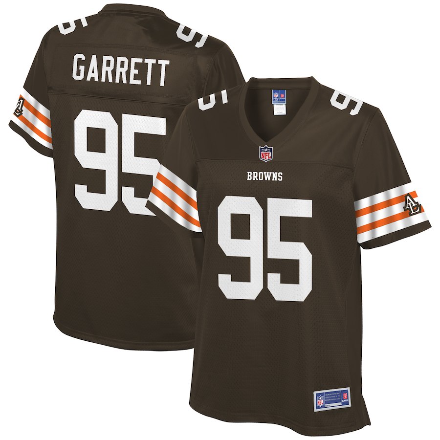 Women's Cleveland Browns Myles Garrett NFL Pro Line Brown Historic Logo Player Jersey