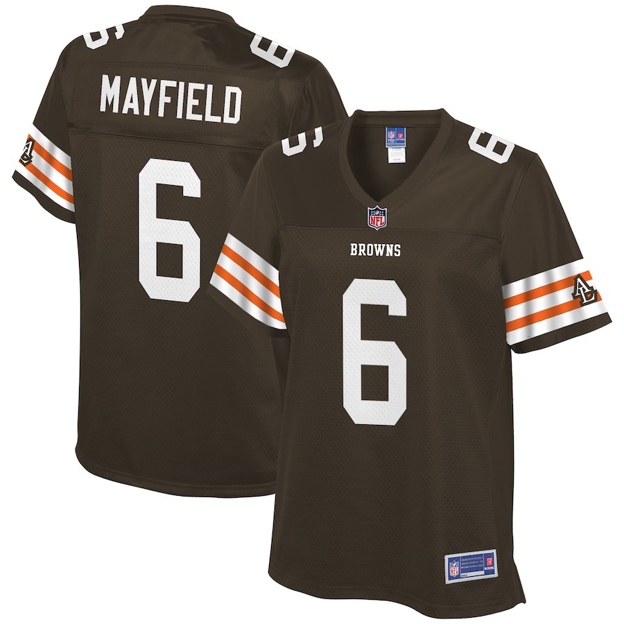 Women's Cleveland Browns Baker Mayfield NFL Pro Line Brown Historic Logo Player Jersey