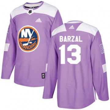 Mathew Barzal Jersey New York Islanders #13 Purple Fights Cancer