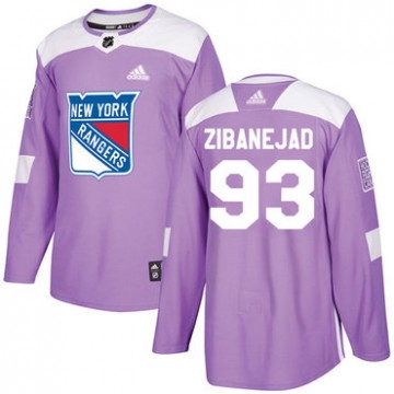 Men's Rangers Mika Zibanejad Jersey Purple Fights Cancer