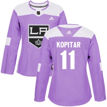 Women's Kings Anze Kopitar Jersey Purple Fights Cancer