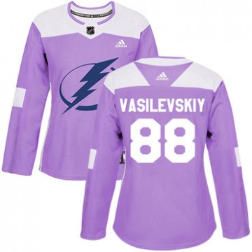 Andrei Vasilevskiy Lightning Jersey #88 Fights Cancer Purple Women's