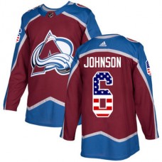 Men's Avalanche Erik Johnson Jersey Burgundy Red USA Flag Fashion