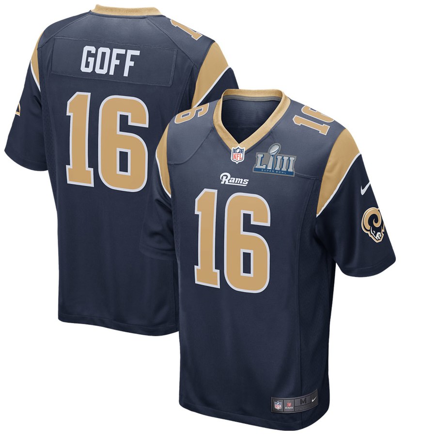 Men's Los Angeles Rams Jared Goff Nike Navy Super Bowl Liii Bound Game Jersey