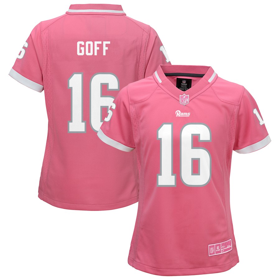 Youth Girls Los Angeles Rams Jared Goff Pink Bubble Gum Jersey