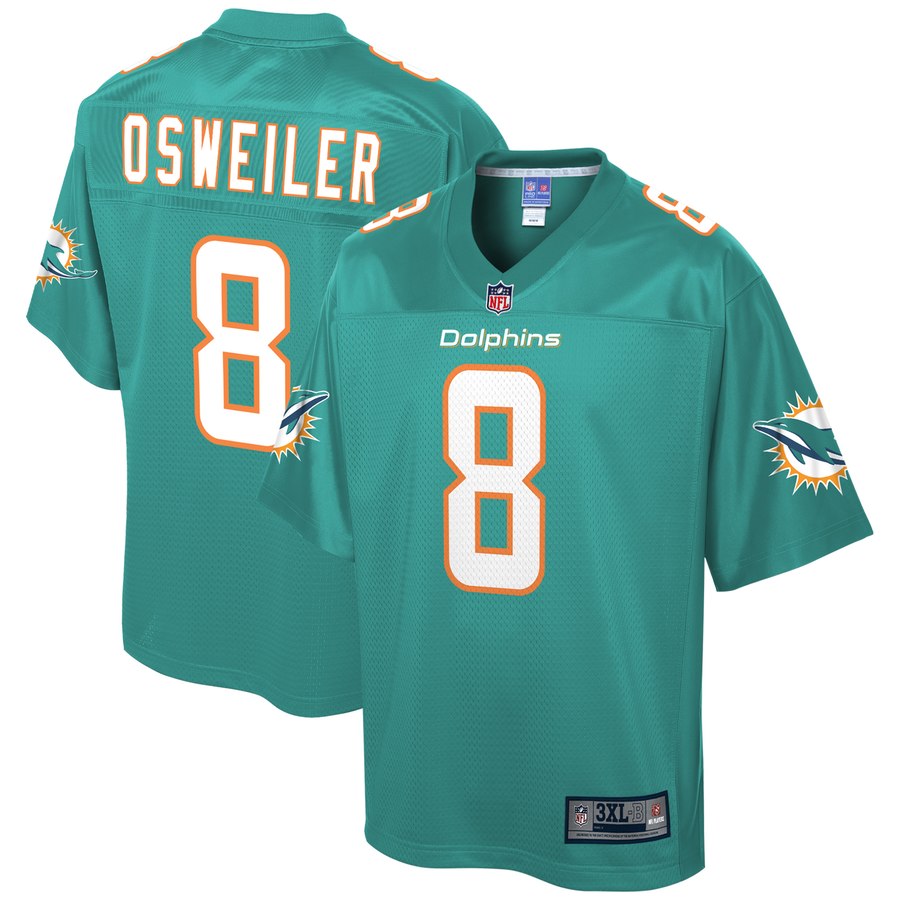 Men's Miami Dolphins Brock Osweiler Nfl Pro Line Aqua Big & Tall Team Player Jersey