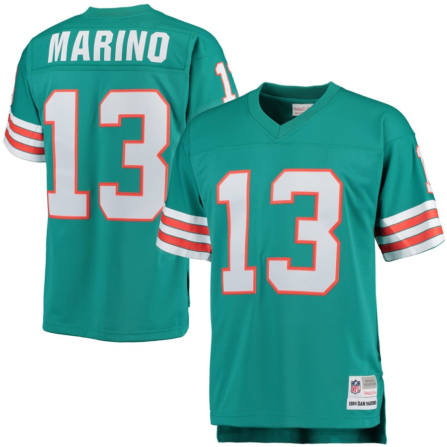 Men's Miami Dolphins Dan Marino Mitchell & Ness Aqua Retired Player Vintage Replica Jersey