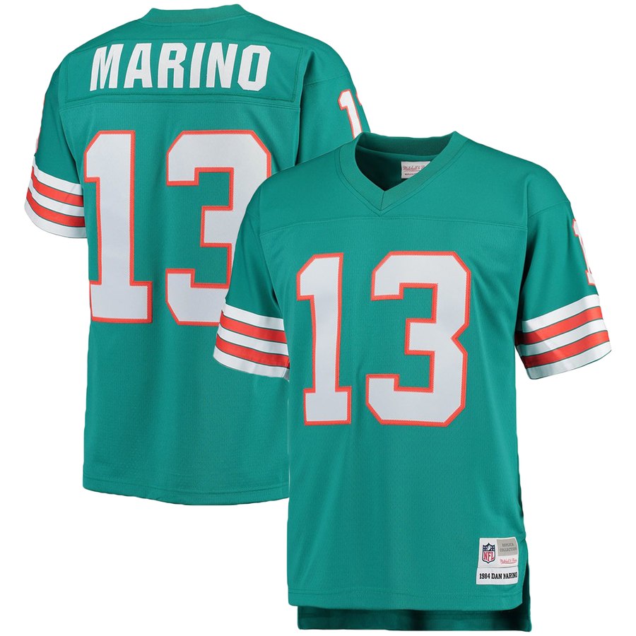 Men's Miami Dolphins Dan Marino Mitchell & Ness Aqua Big & Tall 1984 Retired Player Replica Jersey