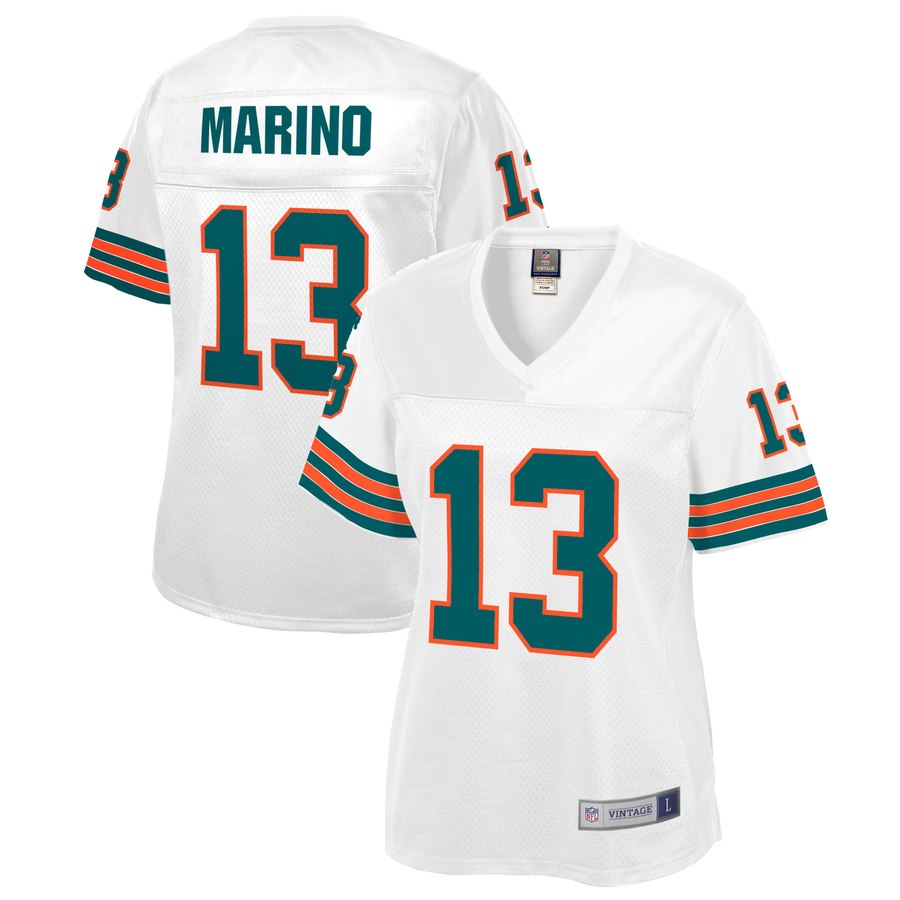 Women's Miami Dolphins Dan Marino Nfl Pro Line White Retired Player Replica Jersey