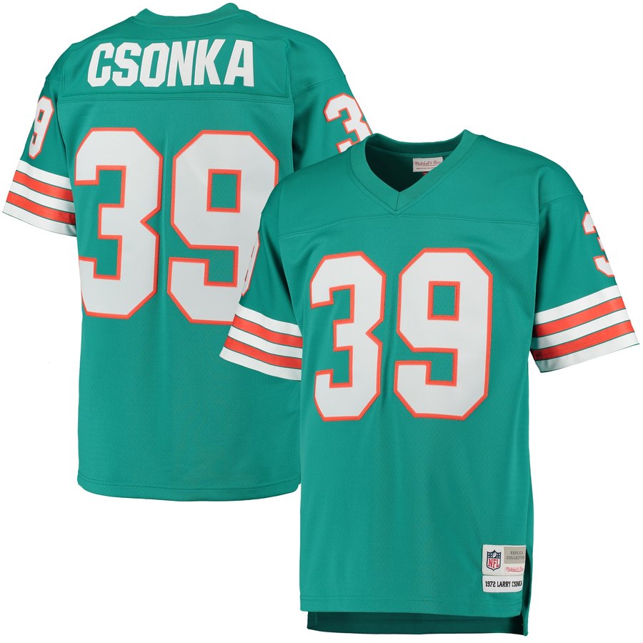 Men's Miami Dolphins Larry Csonka Mitchell & Ness Aqua Retired Player Replica Jersey