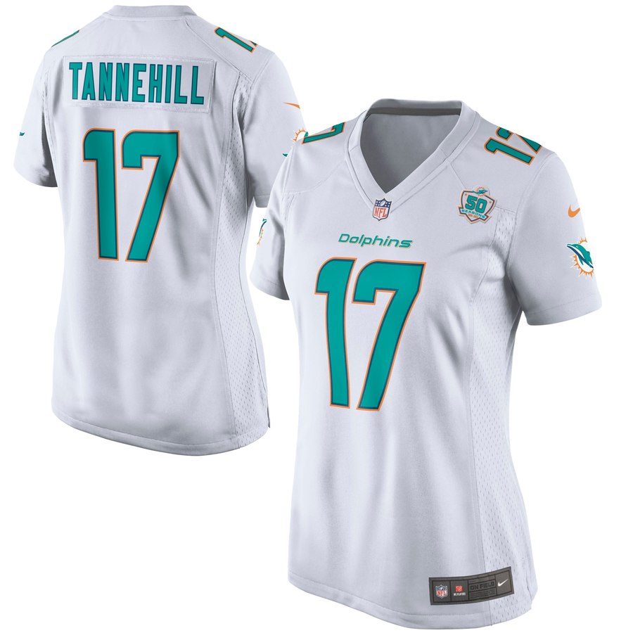 Women's Miami Dolphins Ryan Tannehill Nike White White Game 2015 Nfl Patch Jersey