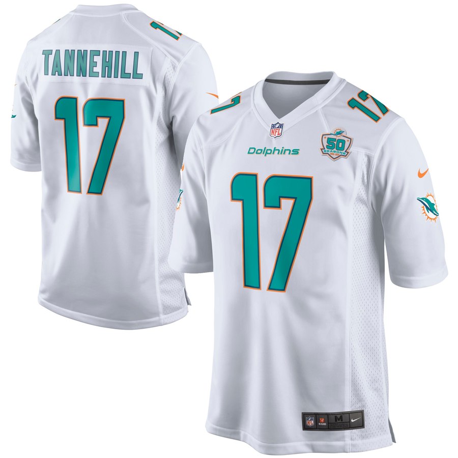 Men's Miami Dolphins Ryan Tannehill Nike White Game 2015 Nfl Patch Jersey