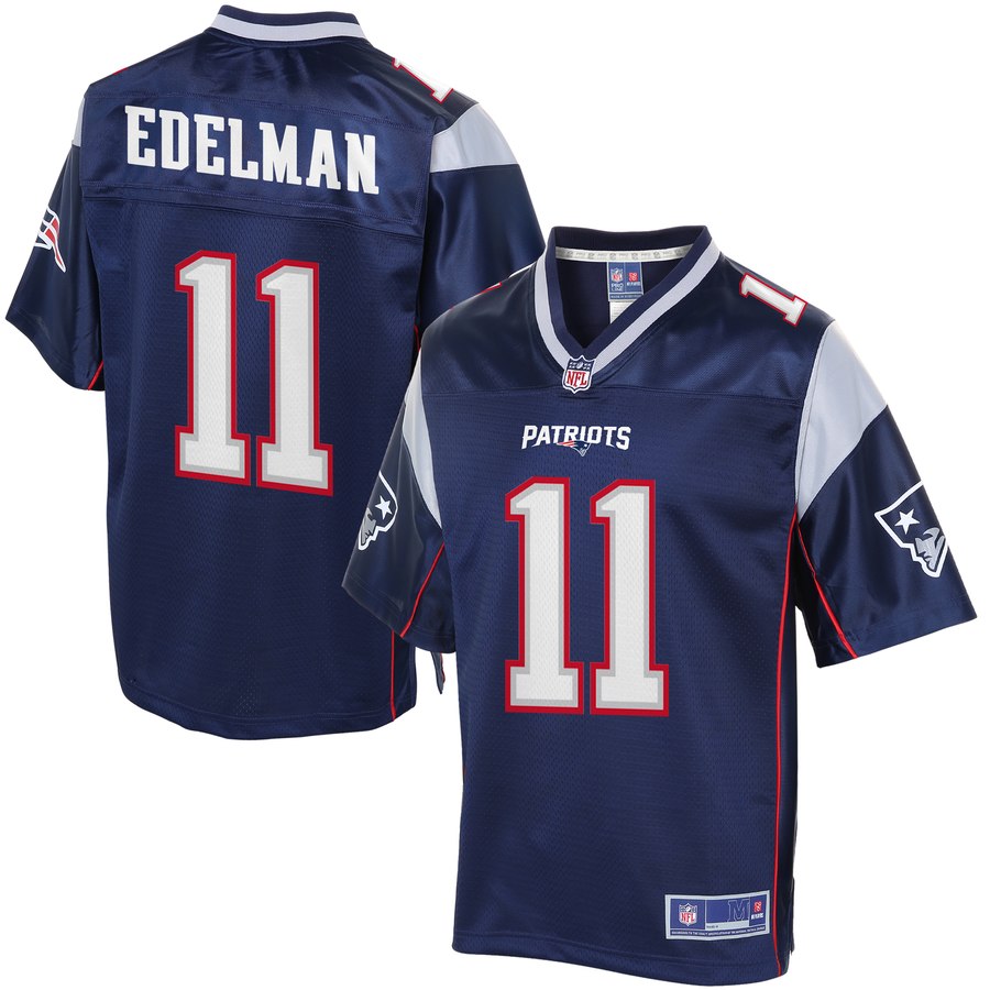 Men's New England Patriots Julian Edelman Nfl Pro Line Navy Replica Team Color Jersey