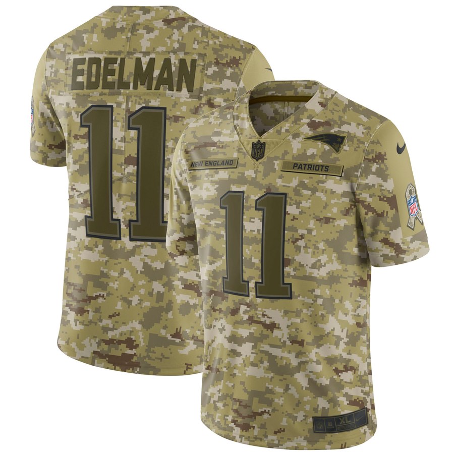 Men's New England Patriots Julian Edelman Nike Camo Salute To Service Limited Jersey