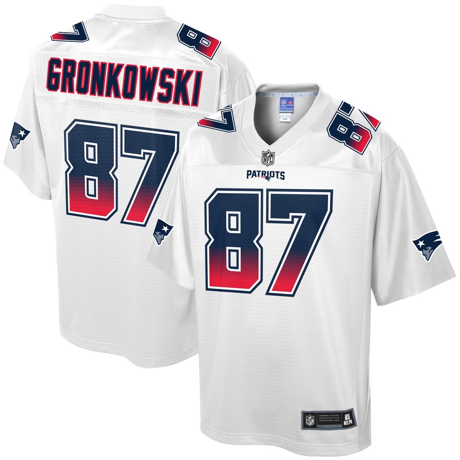 Men's New England Patriots Rob Gronkowski Nfl Pro Line By Fanatics Branded White Fade Fashion Jersey