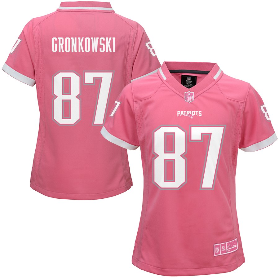 Girls Youth New England Patriots Rob Gronkowski Pink Bubble Gum Jersey