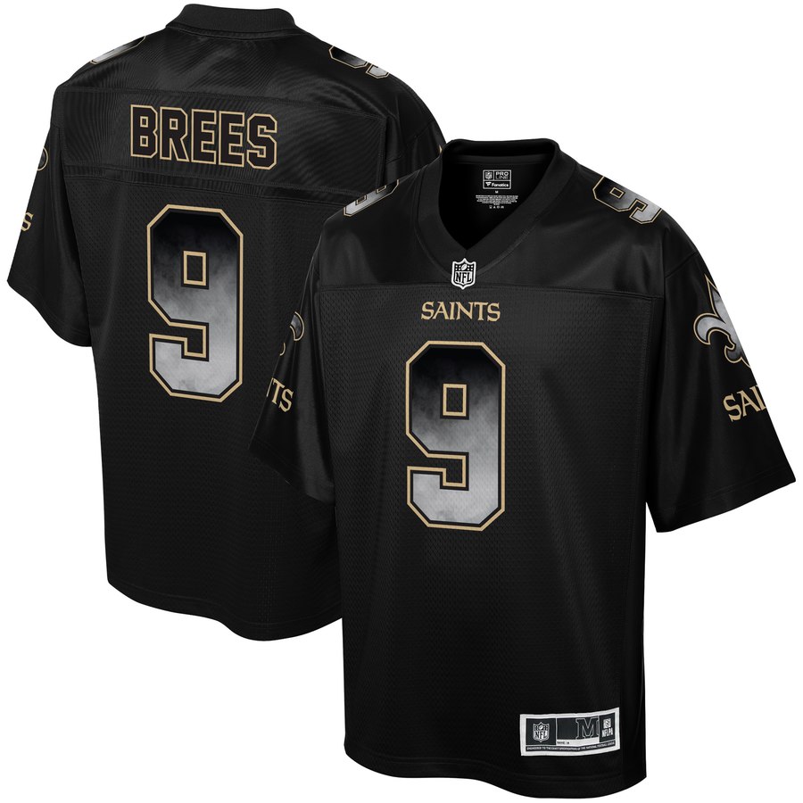 Men's New Orleans Saints Drew Brees Nfl Pro Line Black Smoke Fashion Jersey