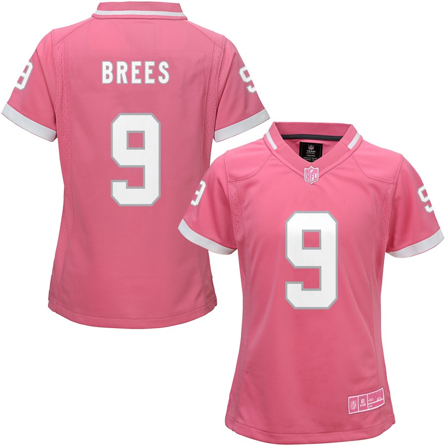 Girls Youth New Orleans Saints Drew Brees Pink Bubble Gum Jersey