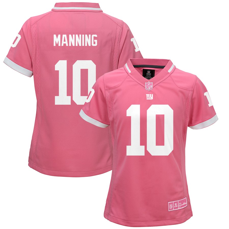 Girls Youth New York Giants Eli Manning Pink Fashion Bubble Gum Jersey