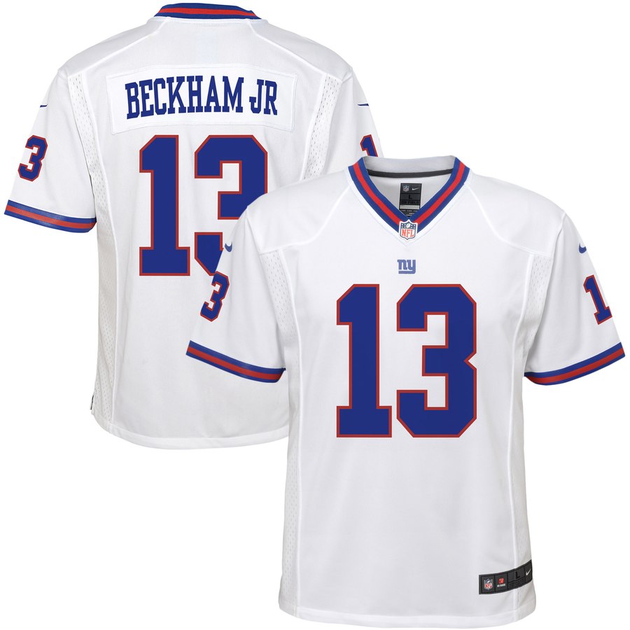 Youth New York Giants Odell Beckham Jr Nike White Color Rush Game Jersey