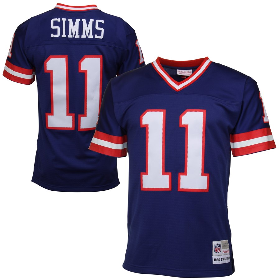 Mens New York Giants Phil Simms Mitchell & Ness Royal Blue Retired Player Vintage Replica Jersey