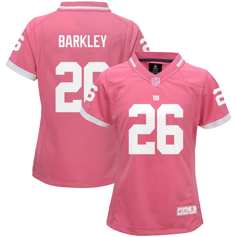 Girls Youth New York Giants Saquon Barkley Pink Bubble Gum Jersey