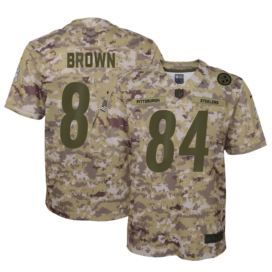 Youth Pittsburgh Steelers Antonio Brown Nike Camo Salute To Service Game Jersey