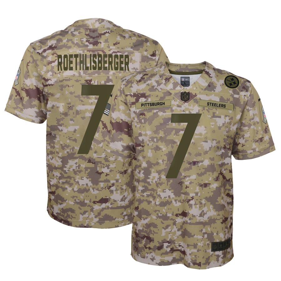 Youth Pittsburgh Steelers Ben Roethlisberger Nike Camo Salute To Service Game Jersey