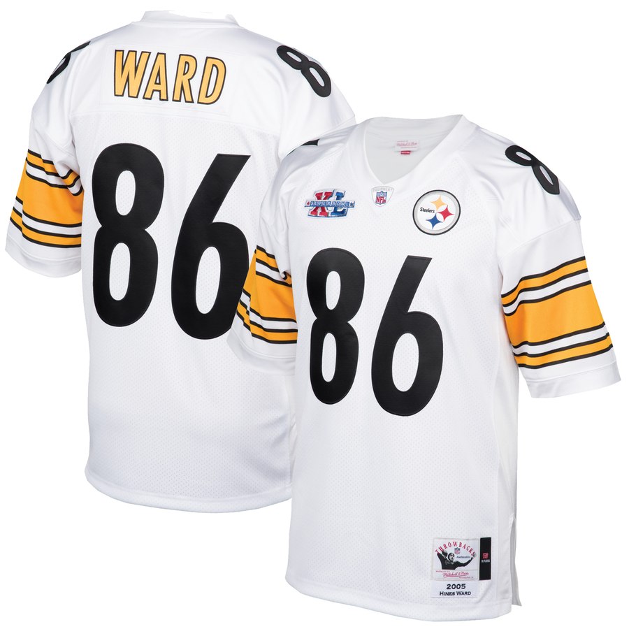 Men's Pittsburgh Steelers Hines Ward Mitchell & Ness White 2005 Authentic Retired Player Jersey