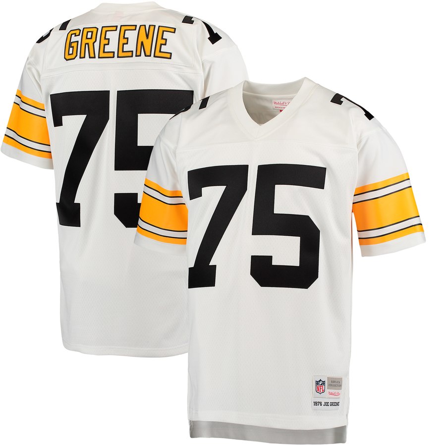 Men's Pittsburgh Steelers Joe Greene Mitchell & Ness White 1976 Replica Retired Player Jersey