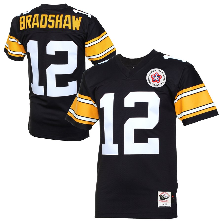 Men's Pittsburgh Steelers Terry Bradshaw Mitchell & Ness Black Authentic Throwback Jersey