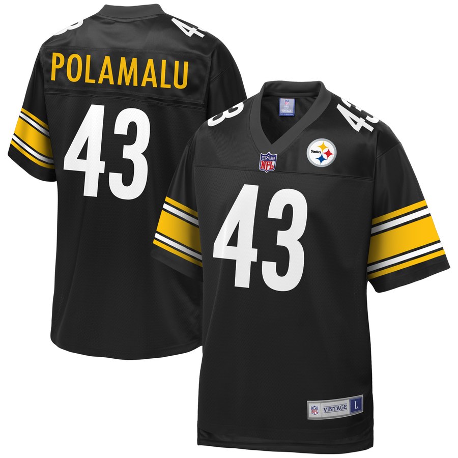 Men's Pittsburgh Steelers Troy Polamalu Nfl Pro Line Black Retired Player Jersey