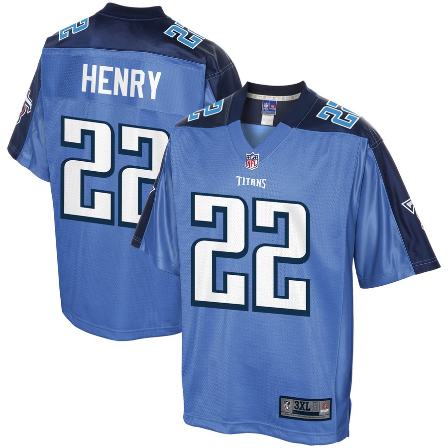 Men's Tennessee Titans Derrick Henry Nfl Pro Line Light Blue Big & Tall Historic Logo Alternate Team Color Player Jersey