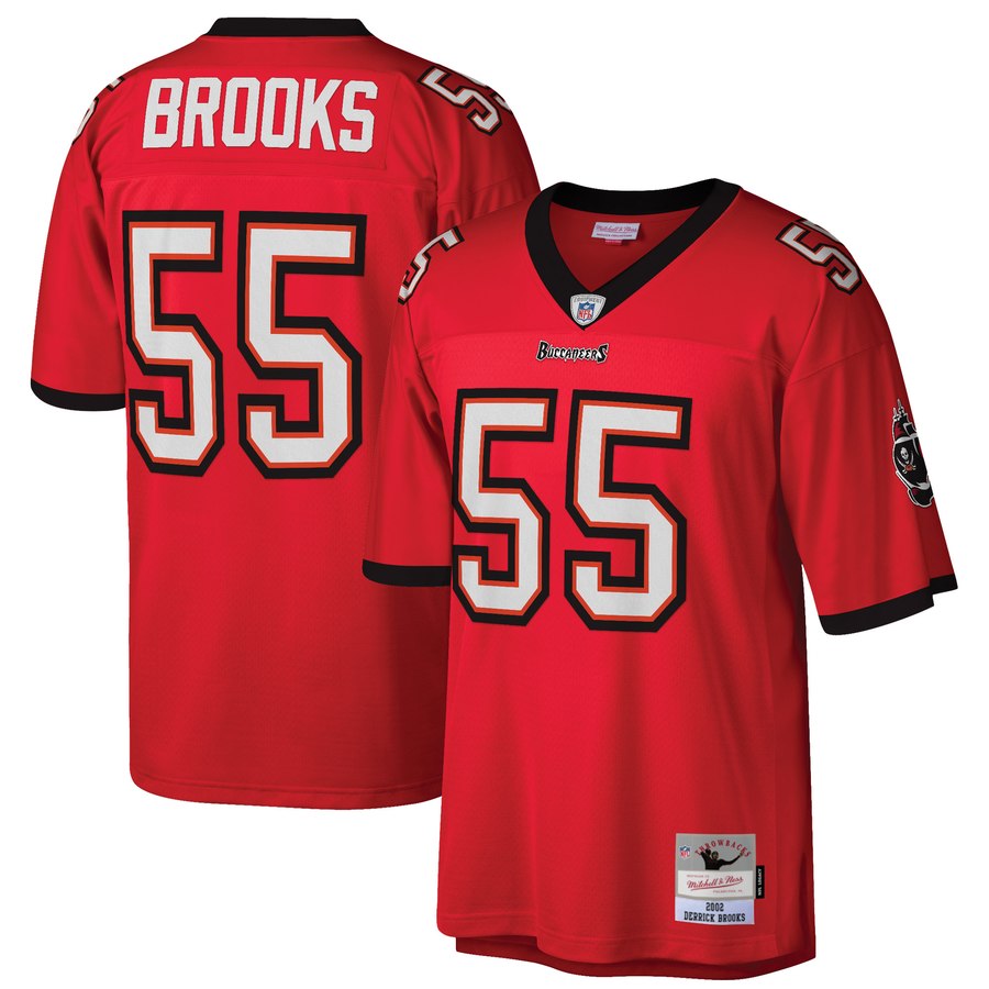 Men's Tampa Bay Buccaneers Derrick Brooks Mitchell & Ness Red 2002 Retired Player Replica Jersey