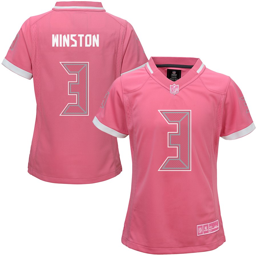 Girls Youth Tampa Bay Buccaneers Jameis Winston Pink Bubble Gum Jersey