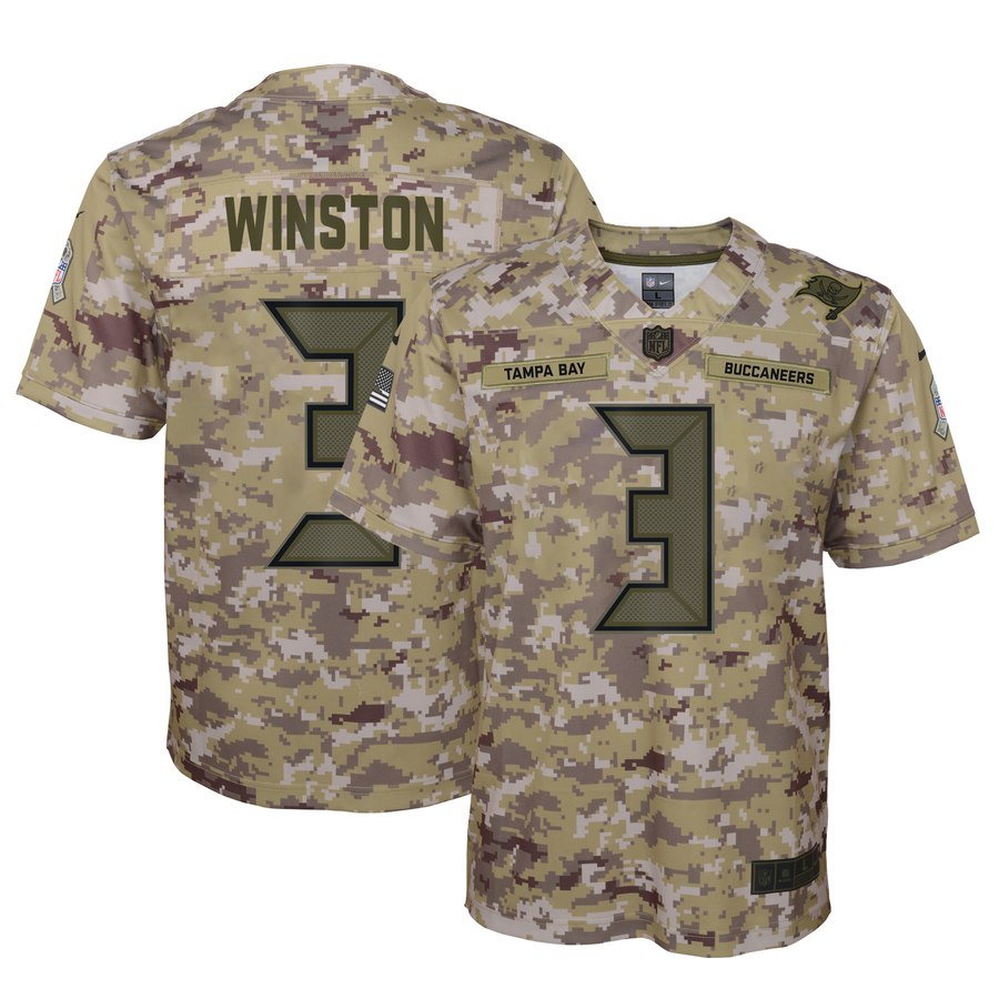 Youth Tampa Bay Buccaneers Jameis Winston Nike Camo Salute To Service Game Jersey