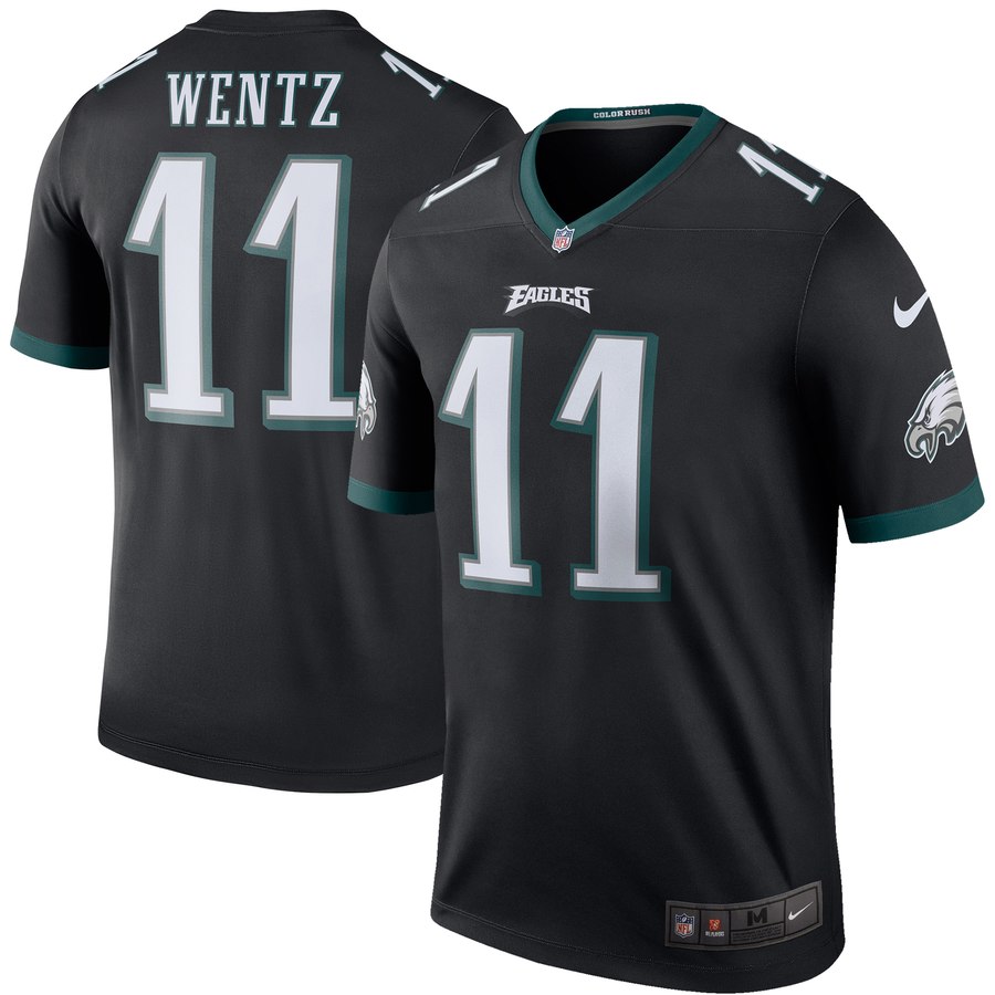 Men's Philadelphia Eagles Carson Wentz Nike Black Color Rush Legend Jersey