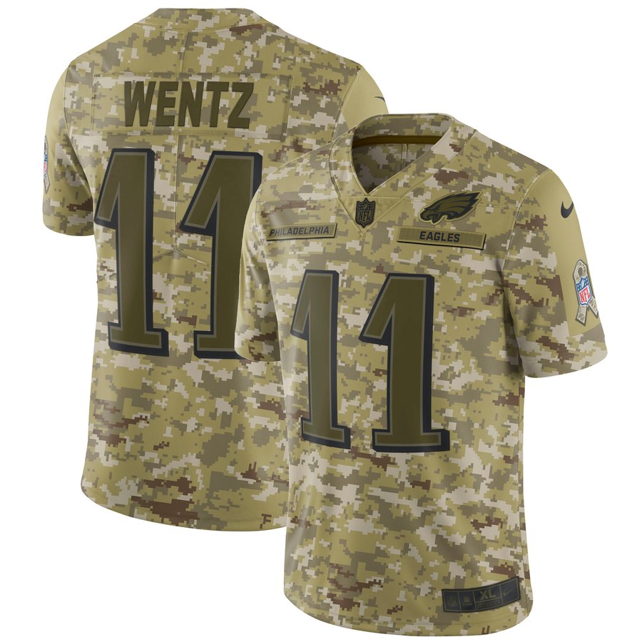 Men's Philadelphia Eagles Carson Wentz Nike Camo Salute To Service Limited Jersey