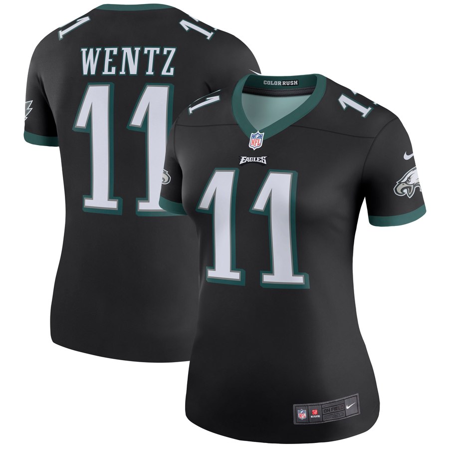 Women's Philadelphia Eagles Carson Wentz Nike Black Color Rush Legend Jersey