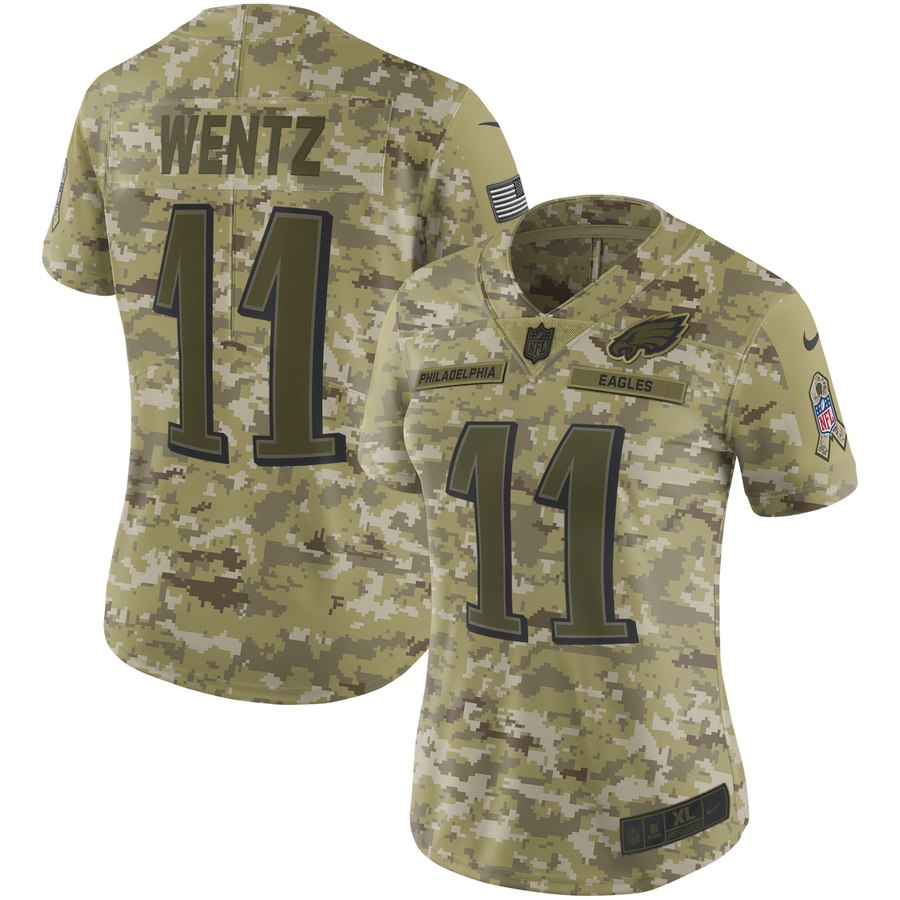 Women's Philadelphia Eagles Carson Wentz Nike Camo Salute To Service Limited Jersey