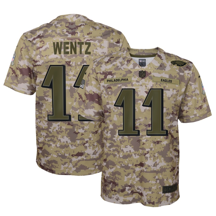 Youth Philadelphia Eagles Carson Wentz Nike Camo Salute To Service Game Jersey